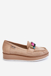 Women's Embellished Platform Loafers Beige Adelyn