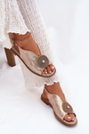 Shimmering Women's Sandals With Decorative Detail S.Barski KV51-012 Rose Gold