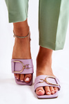Women's Classic Leather Slippers With Decoration Violet Shilla 