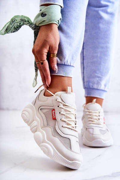 Sneakersy Buty Sportowe Damskie Siateczka Beżowe Sallis
