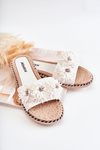Women's Slippers With Material Flowers White Susana