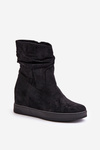 Boots With Ruffled Upper On Hidden Wedge Black Zinradea