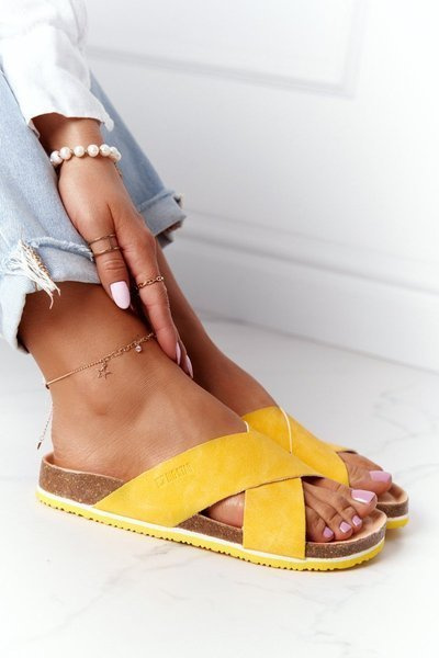 Leather Profiled Slippers Big Star HH274596 Yellow