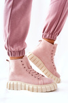 Suede High Platform Sneakers Pink Meniphise