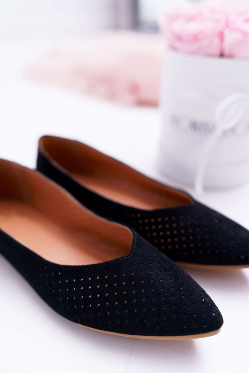 Lu Boo Women's Ballerinas Openwork Black Dessert