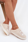 Furry slippers with bear Beige Noralie