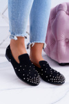Women's Ballerinas Lu Boo Black Suede Lords with Studs Odessa