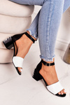 Leather Sandals On Block Heel Laura Messi 2285 Zebra Black