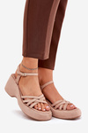 Platform And Wedge Sandals Made Of Eco Suede Beige Nendal