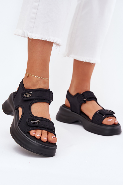 Women's Sandals With Golden Details Black Luvira