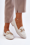 Women's Flat Heel Moccasins with Embellishment White Iluvana