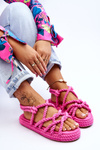Women's Fashionable Braided Sandals Fuchsia Tiffanie