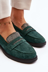 Women's Embellished Loafers Dark Green Dananei