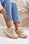 Sneakersy Buty Sportowe Damskie Eko Skórzane Beżowe Riadella