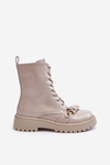 Women's Glossy Boots Workery with Ornament D&A MR870-67 Light Gray