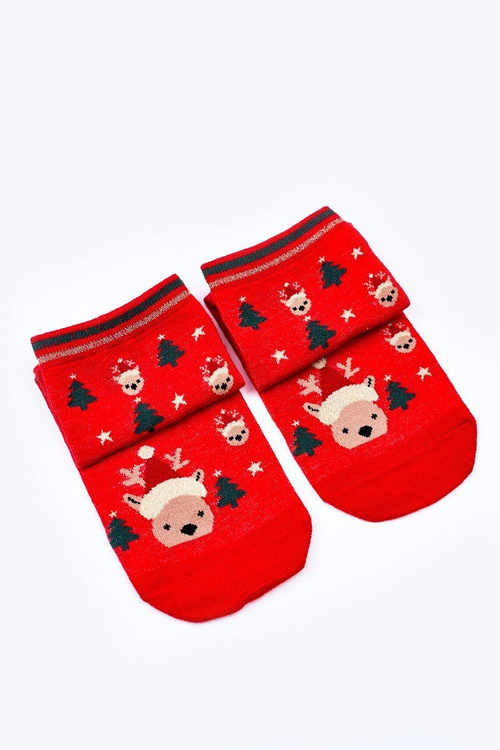 Women's Christmas Reindeer Socks COSAS Red