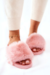 Rubber Slippers With Eco Fur Light Pink Sensitive