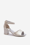 Leather Sandals with Heel Vinceza 23-20100 Silver