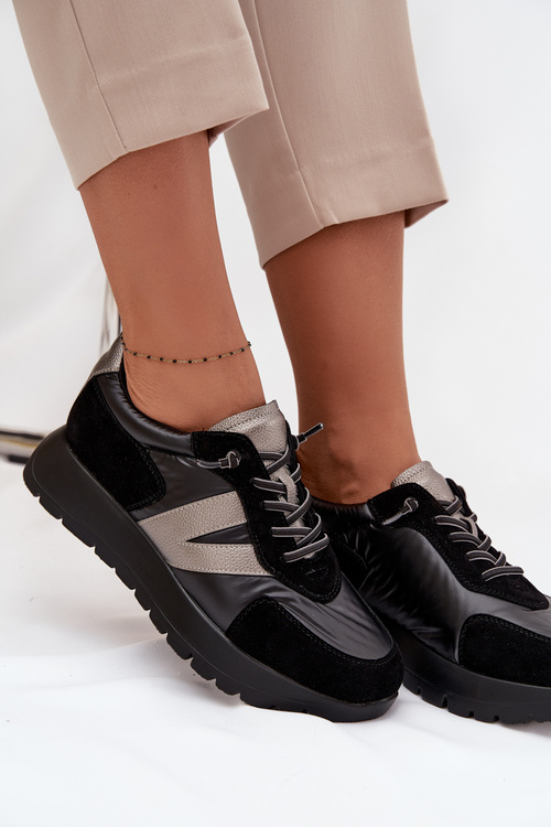 Damskie Sneakersy Na Platformie Czarne Vinceza 58561