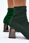 Shiny Ankle Boots with Block Heel Green Sognota