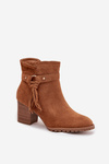 Women's Block Heel Boots with Fringes Camel Rosabella
