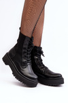 Women's Lace-up Ankle Boots with Sock Black Dedinva