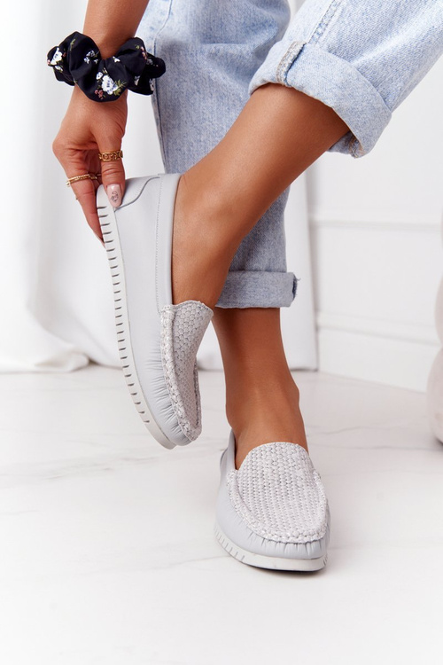 Women's Leather Moccasins S.Barski 97630 Grey