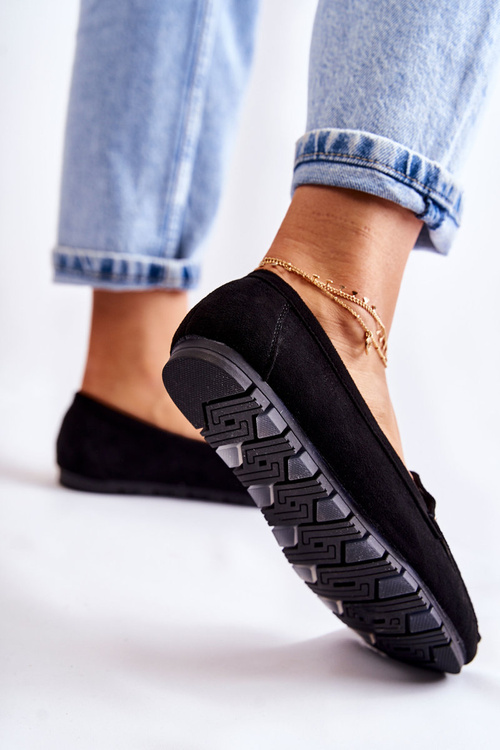 Women's Suede Loafers Black Clona