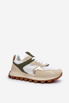 Women's Beige-Green Sports Sneakers Ralita