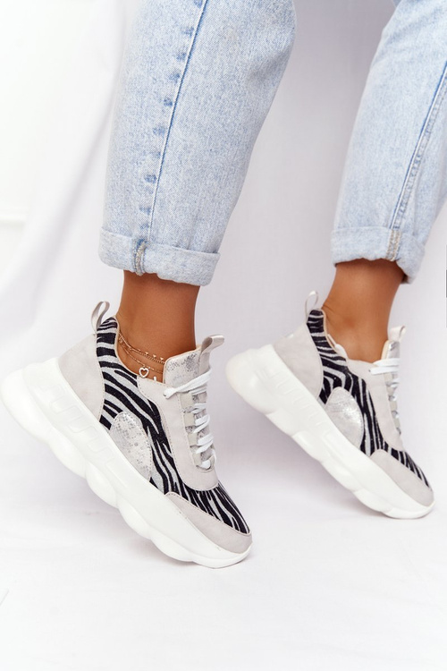 Damskie Sportowe Buty Na Platformie Lu Boo Szare