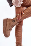 Suede Boots on Massive Platform Wedge Heel Beige Lavica 