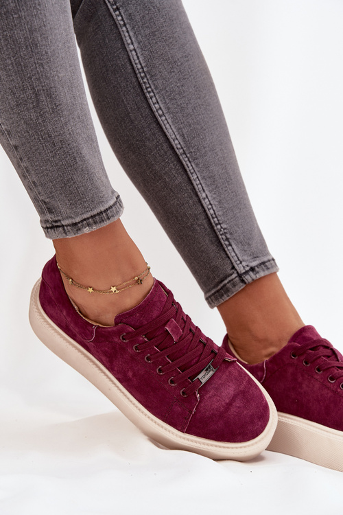 Suede Women's Sneakers On Platform Vinceza 79578 Bordeaux
