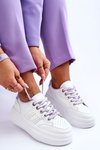 Sneakersy Modne Damskie Platforma Biało-Fioletowe Claribel