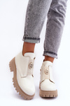 Women's Leather Boots with Decoration Light Beige Lusanna