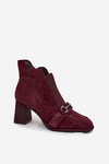 Women's Boots Made of Natural Suede on Heel Artiker 57C0222 Bordeaux