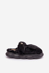 Furry Slippers With A Small Brooch Black Primaria