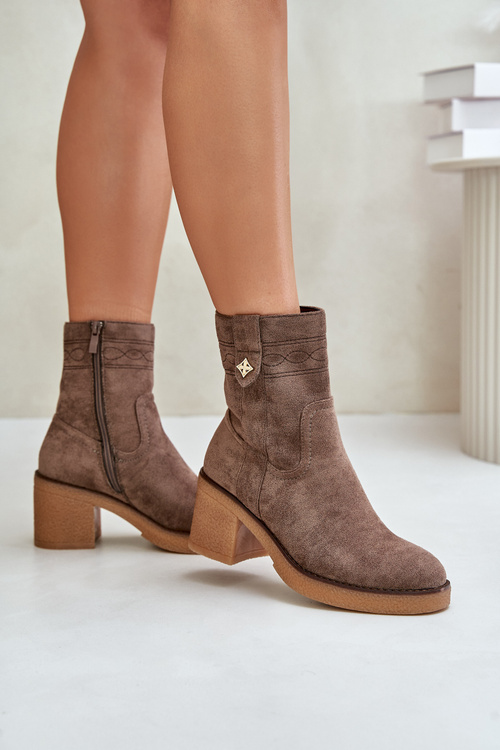 Warm Women's Heeled Ankle Boots Brown Vailia