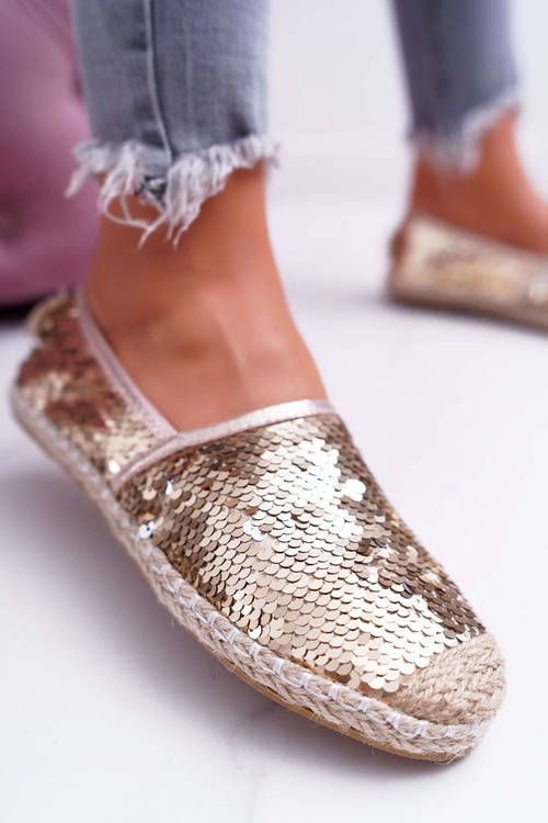 Lu Boo Women's Espadrilles Gold Sequins
