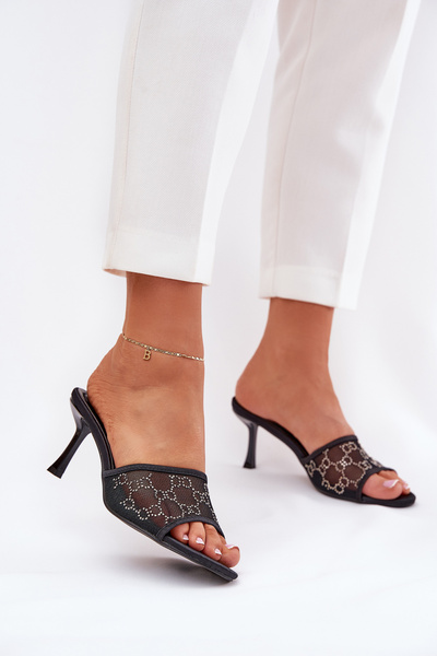 Klapki Na Szpice Ze Zdobieniem Czarne Ennoriel