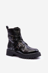 Women's Snake Boots with Straps Black Leora
