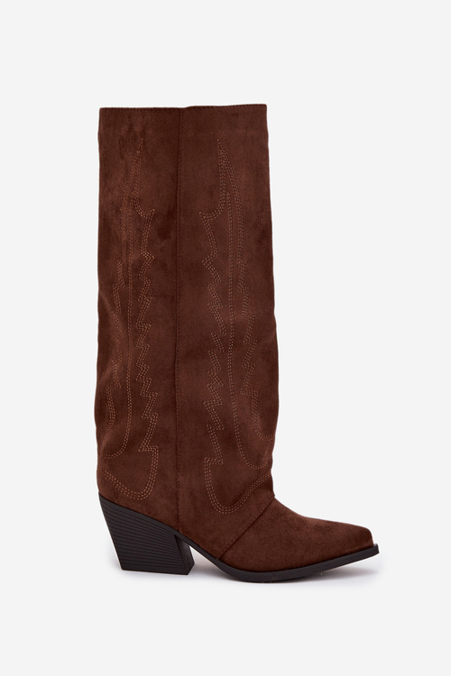 Women's Cowboy Boots With Zipper Brown Isalina