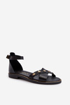 Zazoo 40378 Flat Women's Leather Sandals Black