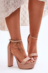 Leather Sandals On A High Bar And Platform Nude Sky Dream