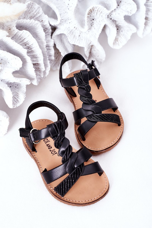 Children's Sandals With Glitter Black Batilda