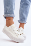 Women's White Fabric Sneakers Staneva
