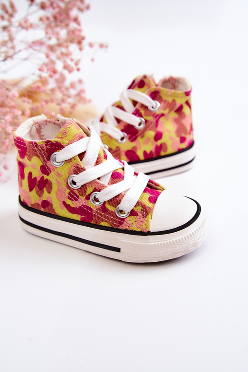 Children's High Sneakers With A Zipper Pink-Yellow Filemon