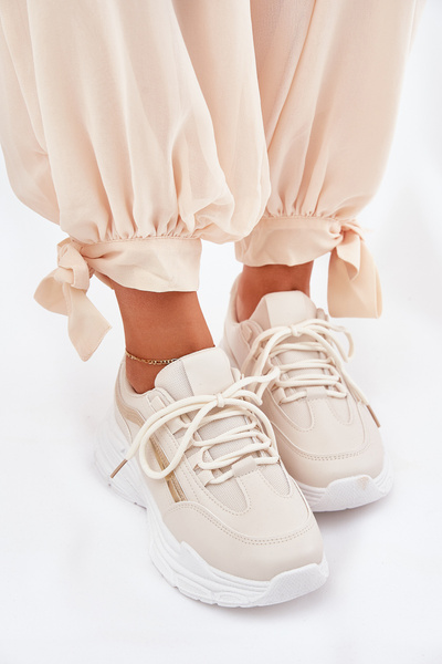 Buty Sportowe Sneakersy Na Grubej Podeszwie Damskie Beżowe Lerila