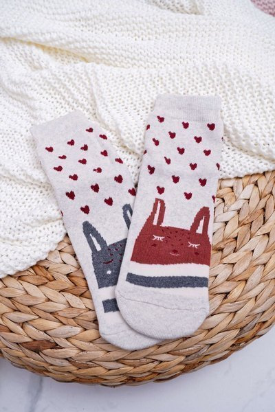 Women's Non-Slip Socks Warm Grey with Cute Cats