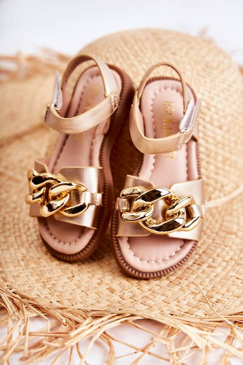 Children's Sandals With Velcro Gold Layra