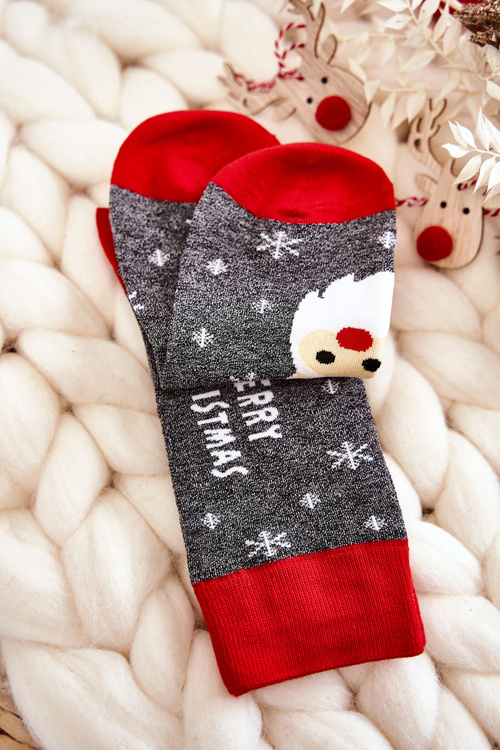 Men's Christmas Socks Santa Claus Grey-Red